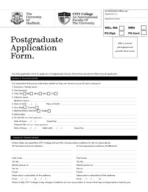 Postgraduate Application Form PDF - City College - citycollege sheffield