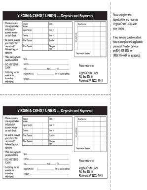 Virginia Credit Union Deposit Ticket