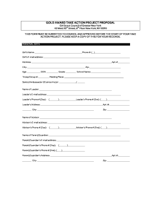 Girl Scout Gold Award Take Action Project Proposal