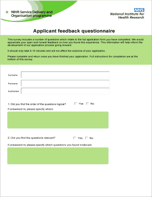 Applicant Feedback Questionnaire