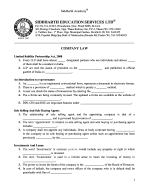 Company Law and Corporate Governance Forms