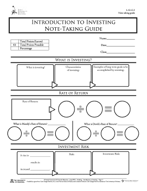 Introduction to Investing Note Taking Guide