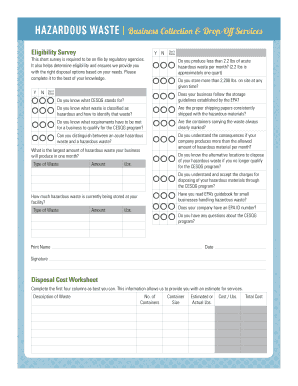 Hazardous Waste Eligibility Survey
