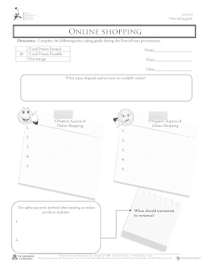 Online Shopping Note Taking Guide