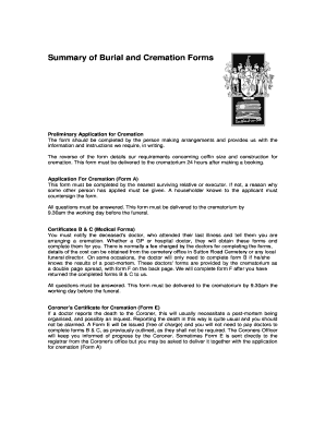 Cremation and Burial Forms