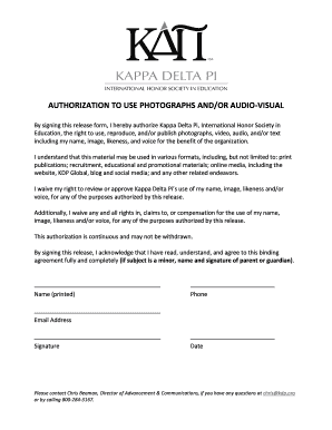 Kappa Delta Pi Photo and Audio-Visual Authorization