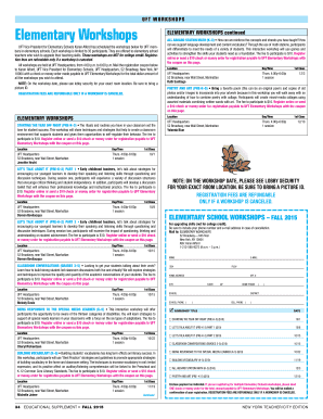 UFT Elementary Workshops Registration Form