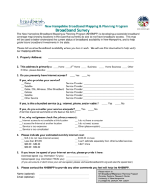 New Hampshire Broadband Survey Form
