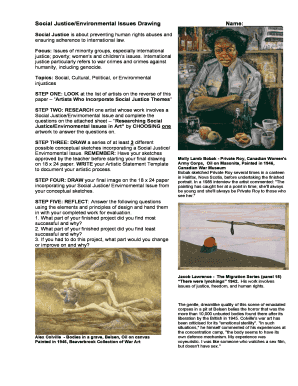 Social Justice Art Research and Drawing Assignment