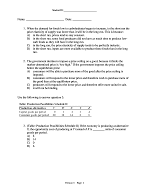 Economics Multiple Choice Test