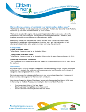 South Australia Citizen of the Year Nomination Form