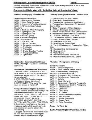 Photography Journal Development Template