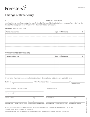 Change of Beneficiary Form