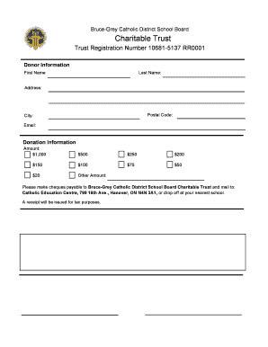 Bruce-Grey Catholic District School Board Donation Form