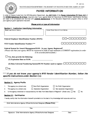 New York State Education Department Payee Information Form