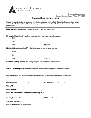 New York Standard Data Capture Form