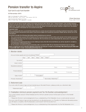 Pension Transfer to Aspire Form