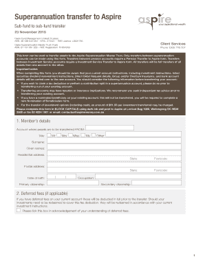 Superannuation Transfer to Aspire Form