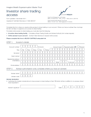 Imagine Wealth Superannuation Share Trading Access Form