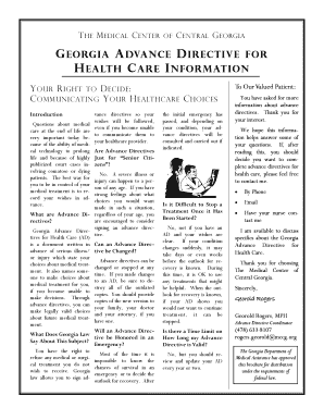 Georgia Advance Directive for Health Care