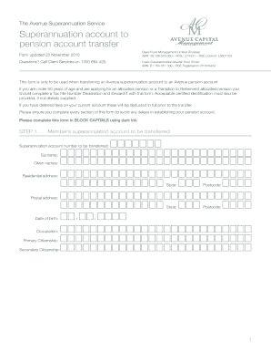 Avenue Superannuation to Pension Transfer Form