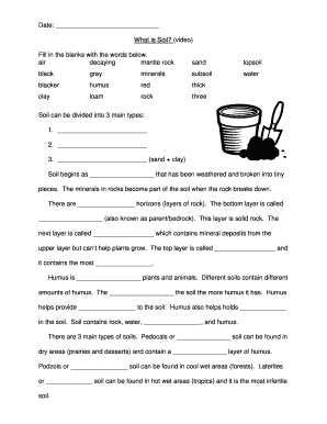 Soil Types Worksheet