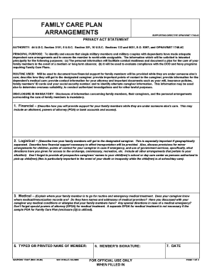 Family Care Plan Arrangements