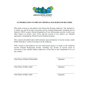 Authorization to Obtain Criminal Background Records