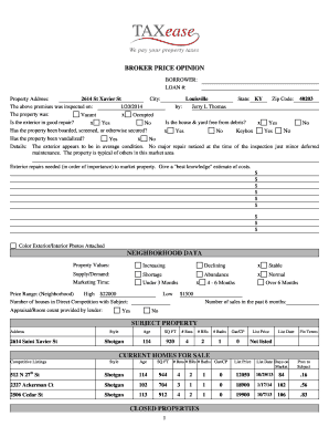 Broker Price Opinion Form