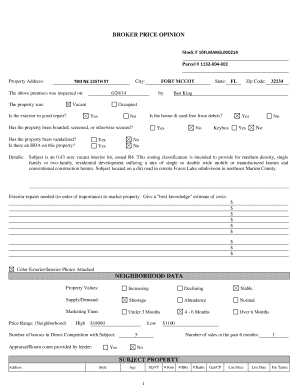 Broker Price Opinion Form