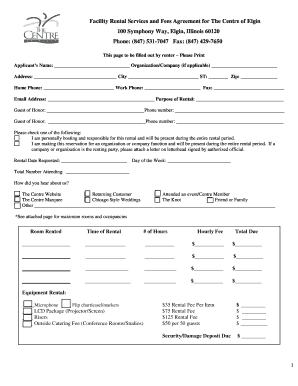 Facility Rental Services and Fees Agreement