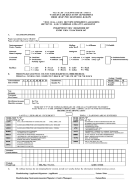 Western Cape Education Department Entry Form