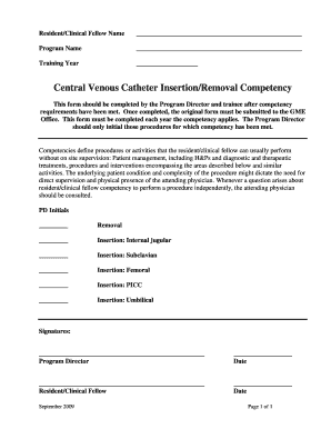 Central Venous Catheter Competency Form