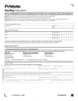 Fidelity Brokerage Account Standing Instructions Form