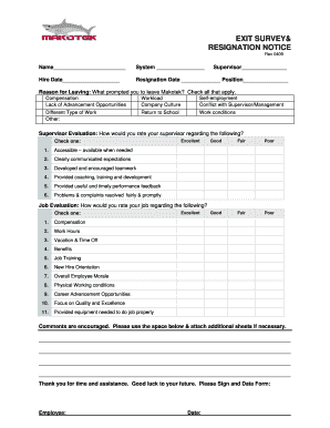 Resignation Notice and Exit Survey
