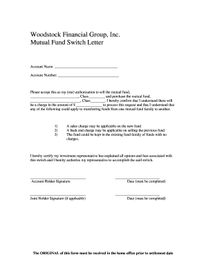 Mutual Fund Switch Letter