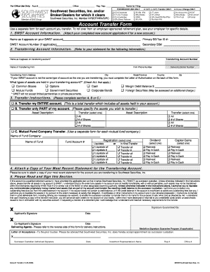 Southwest Securities Account Transfer Form