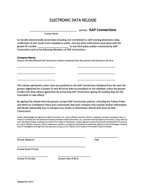 GAP Connections Electronic Data Release Form