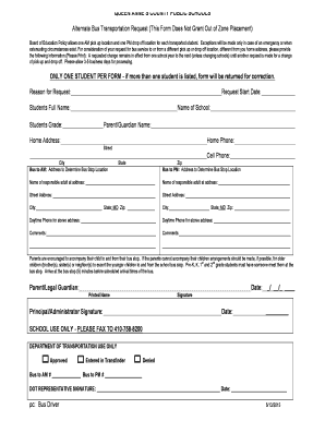 Alternate Bus Transportation Request