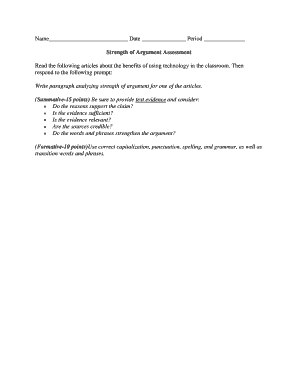 Strength of Argument Assessment Form