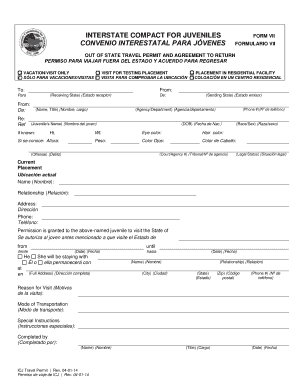 Interstate Compact for Juveniles Form VII