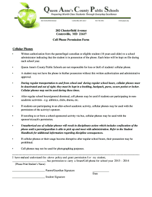 Cell Phone Permission Form