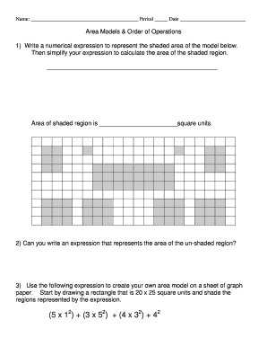 Area Models & Order of Operations Worksheet