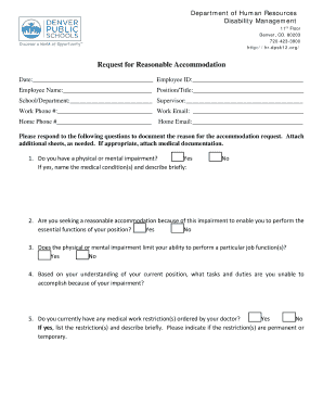 Request for Reasonable Accommodation