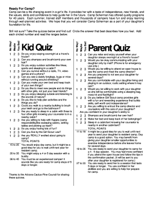 Camp Scherman Readiness Quiz