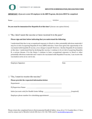 Hepatitis B Immunization/Declination Form