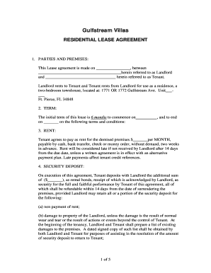 Gulfstream Villas Residential Lease Agreement