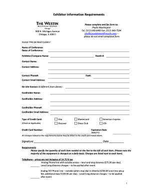 Exhibitor Information Requirements Form