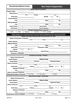 Wewahitchka Medical Center New Patient Registration