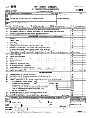 Form 1120-H US Federal Tax Return for Homeowners Associations